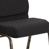 HERCULES Series 21''W Stacking Church Chair in Black Dot Patterned Fabric - Gold Vein Frame