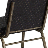 HERCULES Series 21''W Stacking Church Chair in Black Dot Patterned Fabric - Gold Vein Frame