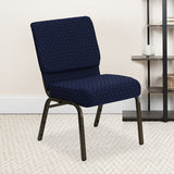 HERCULES Series 21''W Stacking Church Chair in Navy Blue Dot Patterned Fabric - Gold Vein Frame by Office Chairs PLUS