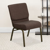 HERCULES Series 21''W Stacking Church Chair in Brown Fabric - Gold Vein Frame by Office Chairs PLUS