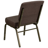 HERCULES Series 21''W Stacking Church Chair in Brown Fabric - Gold Vein Frame