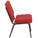 HERCULES Series 21''W Stacking Church Chair in Crimson Fabric - Silver Vein Frame