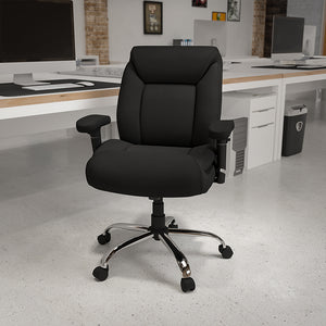 FESTA Series Big & Tall 400 lb. Rated Black Fabric Deep Ergonomic Task Office Chair with Adjustable Arms