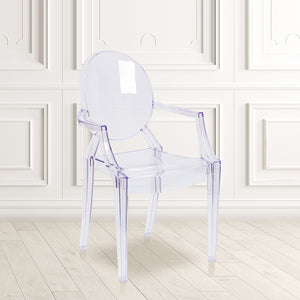Ghost Chair with Arms in Transparent Crystal by Office Chairs PLUS