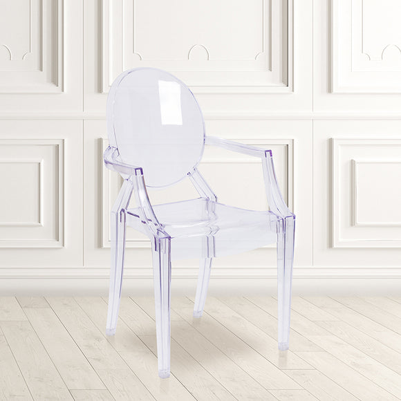 Ghost Chair with Arms in Transparent Crystal by Office Chairs PLUS