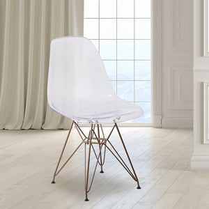 Elon Series Ghost Chair with Gold Metal Base by Office Chairs PLUS