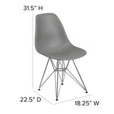 Elon Series Moss Gray Plastic Chair with Chrome Base