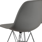 Elon Series Moss Gray Plastic Chair with Chrome Base