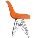Elon Series Orange Plastic Chair with Chrome Base