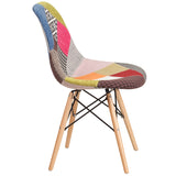 Elon Series Milan Patchwork Fabric Chair with Wooden Legs 