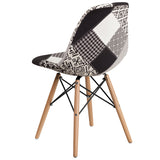 Elon Series Turin Patchwork Fabric Chair with Wooden Legs 