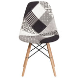 Elon Series Turin Patchwork Fabric Chair with Wooden Legs 