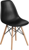 Elon Series Black Plastic Chair with Wooden Legs