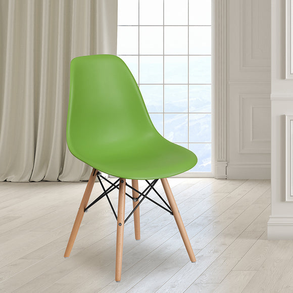 Elon Series Green Plastic Chair with Wooden Legs by Office Chairs PLUS