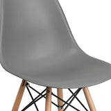 Elon Series Moss Gray Plastic Chair with Wooden Legs