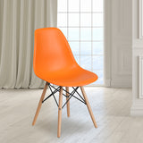 Elon Series Orange Plastic Chair with Wooden Legs by Office Chairs PLUS