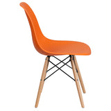 Elon Series Orange Plastic Chair with Wooden Legs