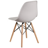 Elon Series White Plastic Chair with Wooden Legs