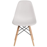Elon Series White Plastic Chair with Wooden Legs