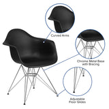 Alonza Series Black Plastic Chair with Chrome Base