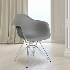 Alonza Series Moss Gray Plastic Chair with Chrome Base by Office Chairs PLUS