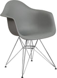 Alonza Series Moss Gray Plastic Chair with Chrome Base
