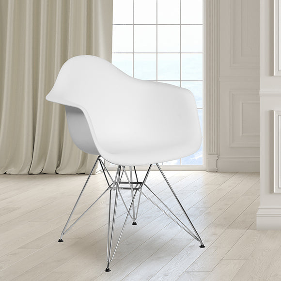 Alonza Series White Plastic Chair with Chrome Base by Office Chairs PLUS