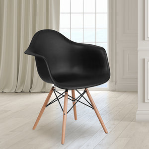 Alonza Series Black Plastic Chair with Wooden Legs by Office Chairs PLUS