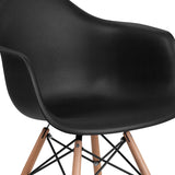 Alonza Series Black Plastic Chair with Wooden Legs