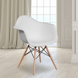 Alonza Series White Plastic Chair with Wooden Legs by Office Chairs PLUS