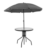 Nantucket 6 Piece Black Patio Garden Set with Table, Umbrella and 4 Folding Chairs 