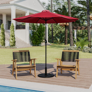 Red 9 FT Round Umbrella with 1.5" Diameter Aluminum Pole with Crank and Tilt Function by Office Chairs PLUS