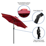 Red 9 FT Round Umbrella with 1.5" Diameter Aluminum Pole with Crank and Tilt Function
