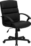 Mid-Back Black LeatherSoft Swivel Task Office Chair with Arms