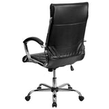 High Back Designer Quilted Black LeatherSoft Executive Swivel Office Chair with Chrome Base and Arms