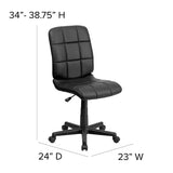 Mid-Back Black Quilted Vinyl Swivel Task Office Chair 