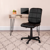 Mid-Back Black Quilted Vinyl Swivel Task Office Chair GO-1691-1-BK-GG