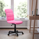 Pink Armless Quilted Vinyl Swivel Task Office Chair