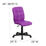 Mid-Back Purple Quilted Vinyl Swivel Task Office Chair