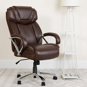 HERCULES Series Big & Tall 500 lb. Rated Brown LeatherSoft Executive Swivel Ergonomic Office Chair with Extra Wide Seat GO-2092M-1-BN-GG