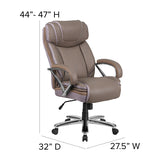 HERCULES Series Big & Tall 500 lb. Rated Taupe LeatherSoft Executive Swivel Ergonomic Office Chair with Extra Wide Seat