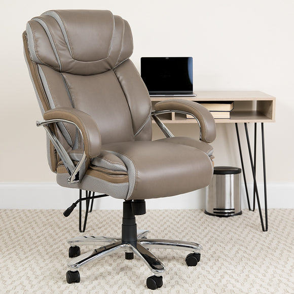 HERCULES Series Big & Tall 500 lb. Rated Taupe LeatherSoft Executive Swivel Ergonomic Office Chair with Extra Wide Seat by Office Chairs PLUS