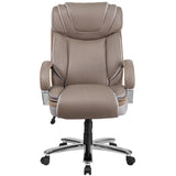 HERCULES Series Big & Tall 500 lb. Rated Taupe LeatherSoft Executive Swivel Ergonomic Office Chair with Extra Wide Seat