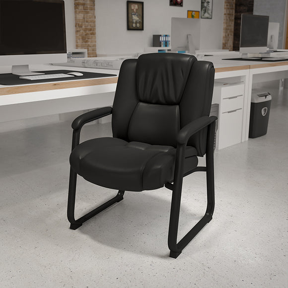 Reception Chairs | Black LeatherSoft Side Chairs for Reception and Office by Office Chairs PLUS