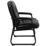 Reception Chairs | Black LeatherSoft Side Chairs for Reception and Office