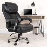 HERCULES Series Big & Tall 500 lb. Rated Black LeatherSoft Executive Swivel Ergonomic Office Chair with Adjustable Headrest GO-2223-BK-GG