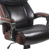 Big & Tall Office Chair | Brown LeatherSoft Executive Swivel Office Chair with Headrest and Wheels 
