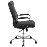 High Back Black LeatherSoft Executive Swivel Office Chair with Chrome Frame and Arms