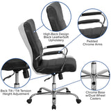 High Back Black LeatherSoft Executive Swivel Office Chair with Chrome Frame and Arms