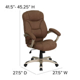 High Back Brown Microfiber Contemporary Executive Swivel Ergonomic Office Chair with Arms